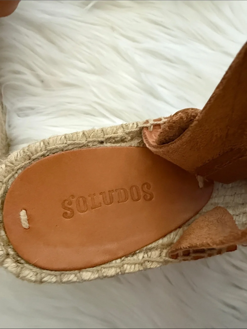 Soludos Tan Leather Espadrille Sandal with Ankle Strap Size 8